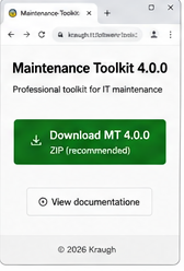 Maintenance Toolkit page with the Download MT 4.0.0 button